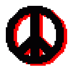 BlackPeaceSignWithRedShadowIcon