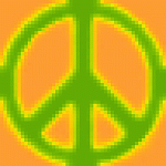 GreenPeaceSignWithYellowBoarderAndOrangeBackgroundIcon
