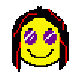 HippieAvatarWithBlackHairRedHighlightsAndPurpleGlasses