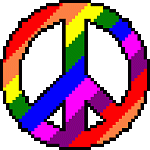 SlantedRainbowPeaceSignWithBlackOutlineIcon