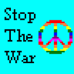 StopTheWarOnLightBlueBackgroundWithRainbowPeaceSignIcon