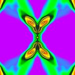 YellowBlueRedAndGreenSwirlOnPurpleTile
