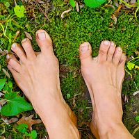 Barefoot on moss